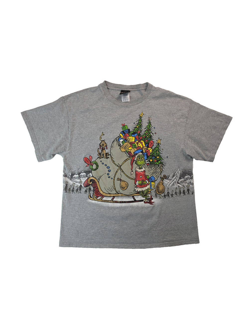 Dr. Seuss Vintage Y2K The Grinch Graphic Gray T Shirt Mens Size XL